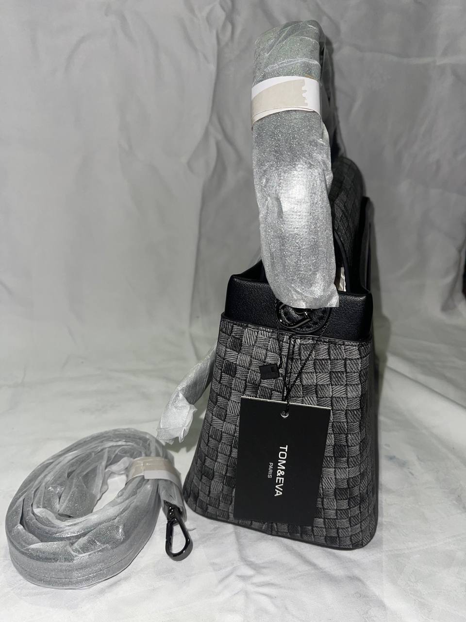 Sac à main Tom & Eva tissé Gris / Noir