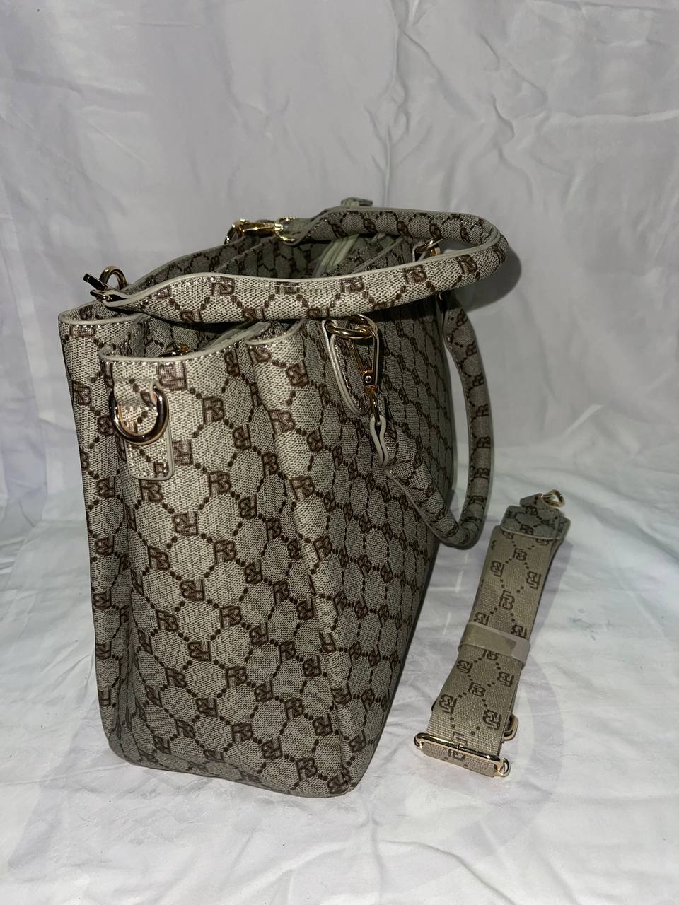 Sac à main Tom & Eva monogramme RB beige